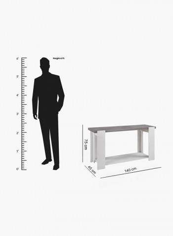Cementino Sofa Table With Undershelf Grey/White