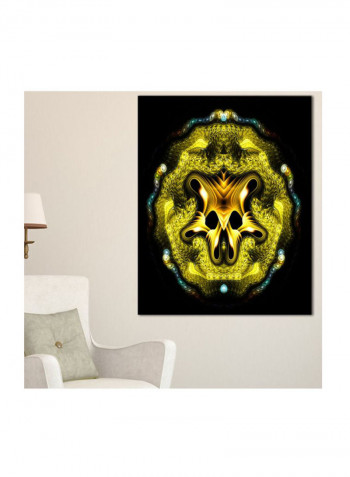 Large Gold Fractal Heart Canvas Wall Art Multicolour