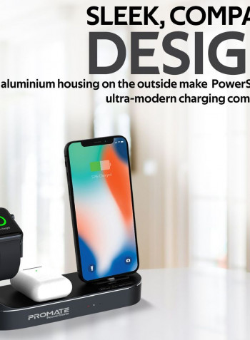 Apple Wireless Charging Station, World’s First MFi Certified 18W Power Delivery Charging Dock with 10W Qi Fast Wireless Charging, MFi Apple Watch Charger and 2.4A USB Charging Port for Apple iPhone 12, iPod, iPad, PowerState Black