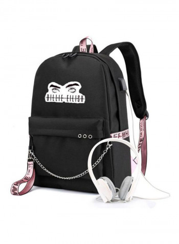 Casual Backpack Printed For  Unisex Black