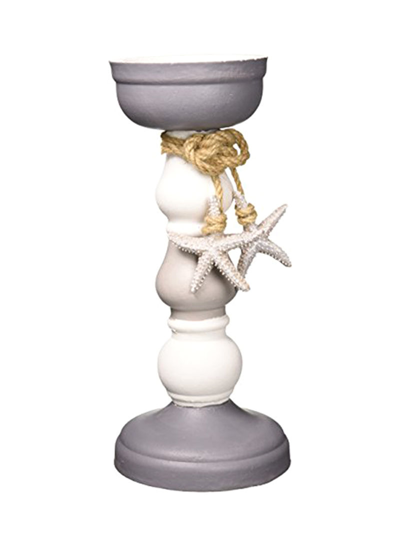 98866 Segmented Candle Holders with Starfish Accents, 10" x 12", White/Gray/Brown Brown 12x4x4inch