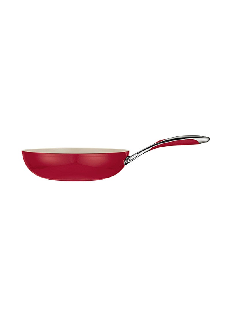 Modern Ceramic Deluxe Fry Pan Red/White 11inch