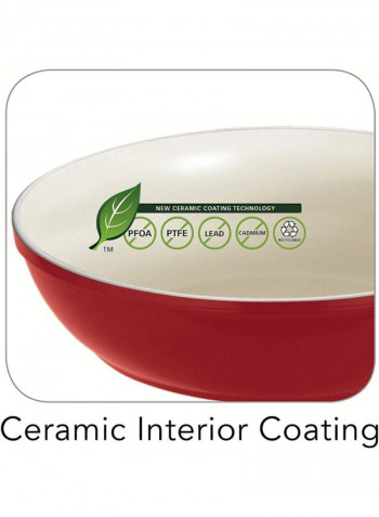 Modern Ceramic Deluxe Fry Pan Red/White 11inch