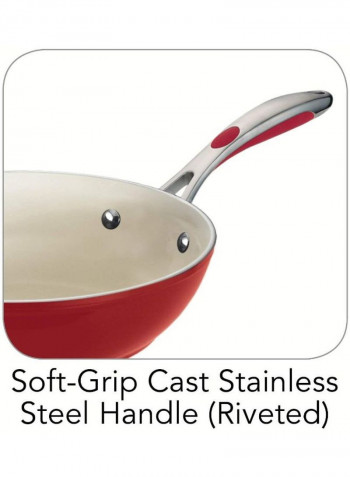 Modern Ceramic Deluxe Fry Pan Red/White 11inch