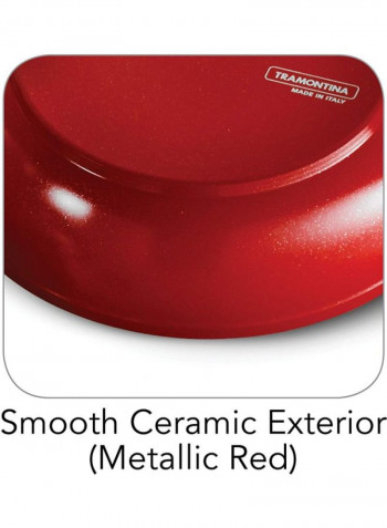 Modern Ceramic Deluxe Fry Pan Red/White 11inch