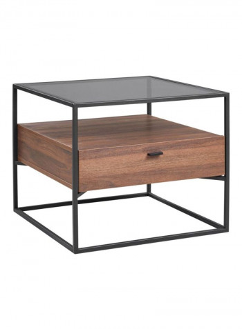 Ruby End Table With Glass Top Brown/Black