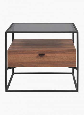 Ruby End Table With Glass Top Brown/Black