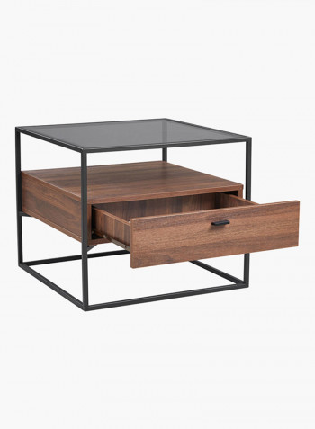 Ruby End Table With Glass Top Brown/Black