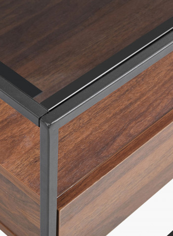 Ruby End Table With Glass Top Brown/Black