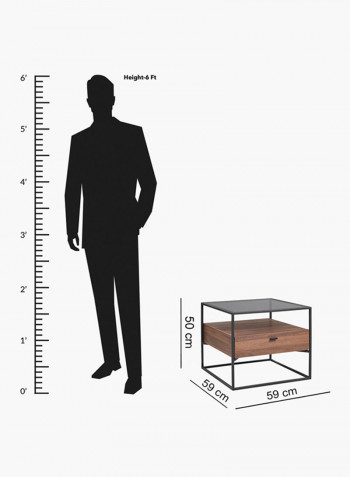 Ruby End Table With Glass Top Brown/Black