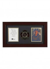 Firefighter Medallion Double Picture Frame Brown/Clear 10x18inch