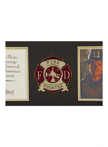 Firefighter Medallion Double Picture Frame Brown/Clear 10x18inch