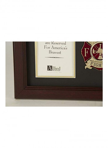 Firefighter Medallion Double Picture Frame Brown/Clear 10x18inch