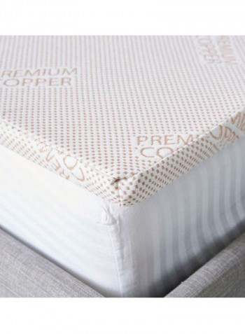 Mattress Topper Polyester White/Beige 200x200cm