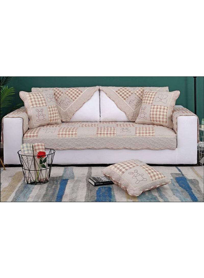 Modern Style Comfortable Sofa Slipcover Beige/Brown