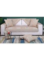 Modern Style Comfortable Sofa Slipcover Beige/Brown