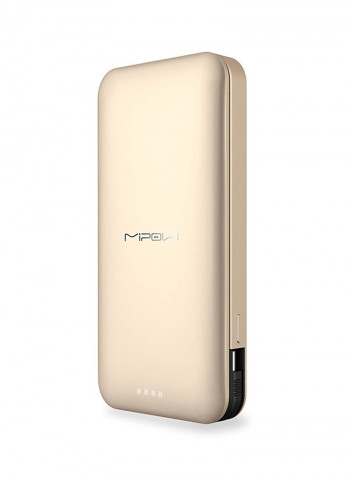 10000 mAh Power Tube Power Bank With Lighting Cable Gold/Black