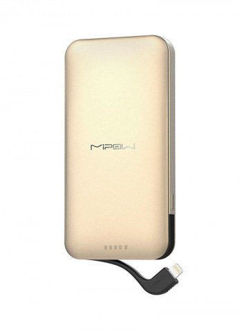 10000 mAh Power Tube Power Bank With Lighting Cable Gold/Black