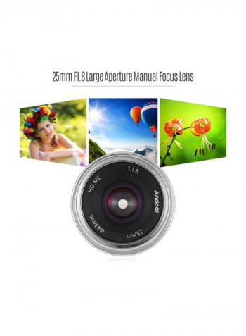 F1.8 Manual Focus Lens Large Aperture Silver/Black