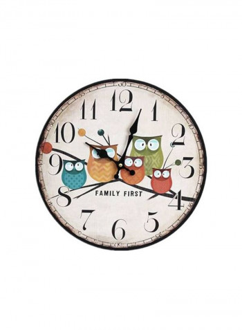 Solid Wood Wall Clock Multicolour 12inch