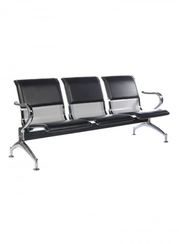 3-Seat Visitor Chair Cushioned With Pvc Leather Black 180x85x65centimeter