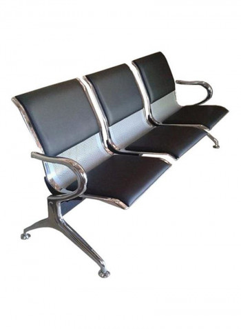 3-Seat Visitor Chair Cushioned With Pvc Leather Black 180x85x65centimeter