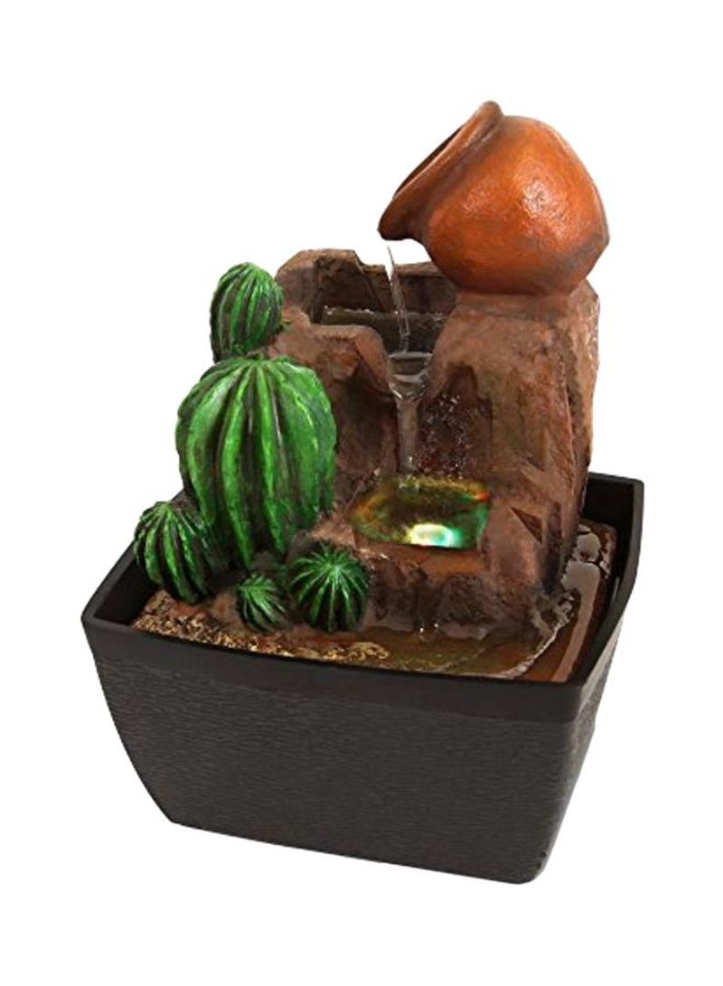 3-Tier Desktop Electric Water Fountain Decor With LED Tabletop Fountains Brown/Green/Black 4.7x6.7x5.1inch