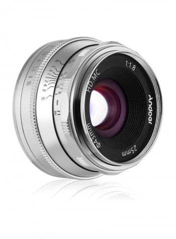 F1.8 Manual Focus Lens Large Aperture 5.5x3.8cm Silver/Black