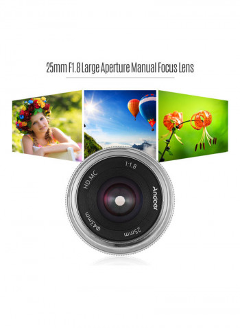 F1.8 Manual Focus Lens Large Aperture 5.5x3.8cm Silver/Black