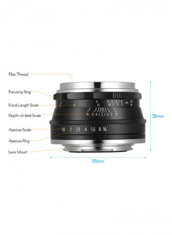 F1.8 Manual Focus Lens Large Aperture 10.5x8x8.5cm Black/Silver/White
