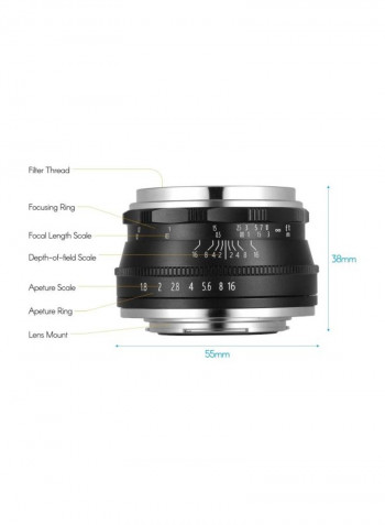 F1.8 Manual Focus Lens Large Aperture 10.5x8x8.5cm Black/Silver/White