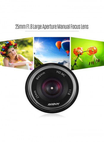 F1.8 Manual Focus Lens Large Aperture 10.5x8x8.5cm Black/Silver/White