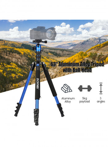 Portable Camera Tripod For DSLR Cameras Blue/Black
