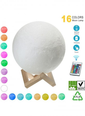 3D Printing Moon Light LED 16 Colors Night Lamp With Wooden Stand Multicolour 20.5x18.5x18.5cm