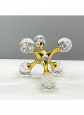 Crystal Molecular Cross Geometric Ball Ornament Clear/Golden