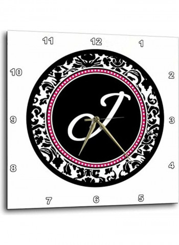 Letter J Monogram Printed Wall Clock Multicolour 15x15x0.1inch