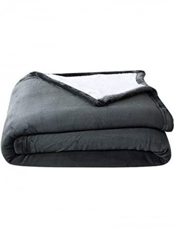 Micromink Sherpa Reversible Throw Blanket Cotton Grey 7inch