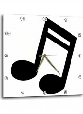 Music Note Printed Analog Wall Clock White/Black 15x15x0.1inch