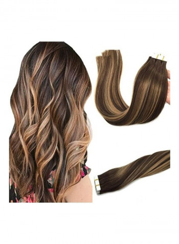 20-Piece Human Hair Extensions Brown 14inch