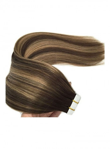 20-Piece Human Hair Extensions Brown 14inch