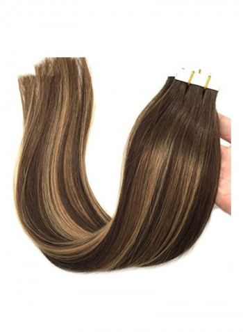 20-Piece Human Hair Extensions Brown 14inch
