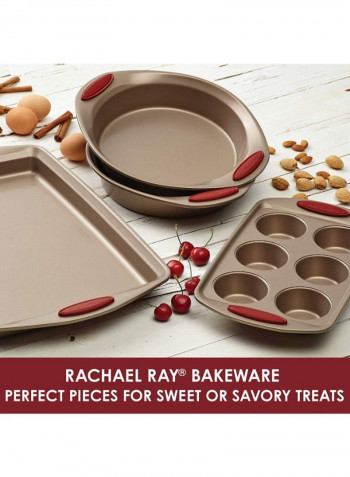 4-Piece Non-Stick Bakeware Set Brown/Red