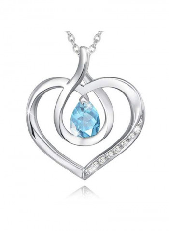 Aquamarine Infinity Love Pendant Necklace