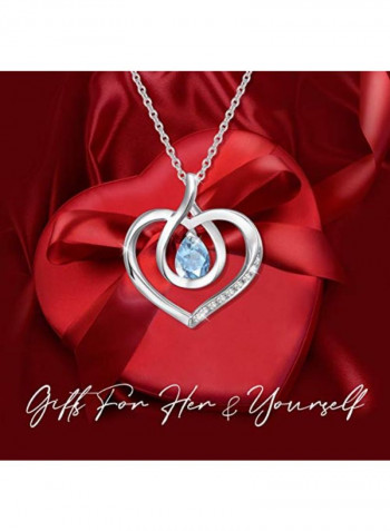 Aquamarine Infinity Love Pendant Necklace