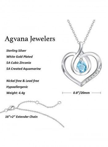 Aquamarine Infinity Love Pendant Necklace