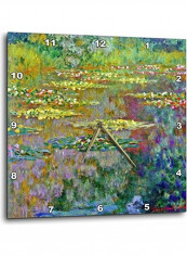 Dpp 155656 3 Water Lilies by Impressionist Artist Claude Monet Water Wall Clock Multicolour 15x15inch
