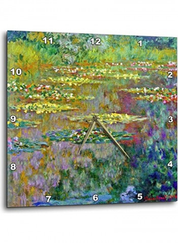 Dpp 155656 3 Water Lilies by Impressionist Artist Claude Monet Water Wall Clock Multicolour 15x15inch
