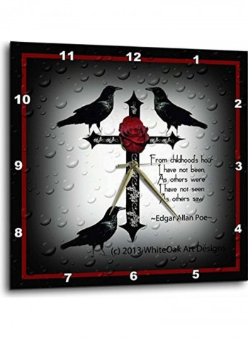 Dpp 165355 3 A Gothic Cross With Designs And Ravens Wall Clock Multicolour 15x15inch