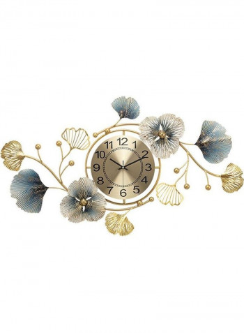 Flower Design Wall Clock Golden/Blue 94 x 52cm