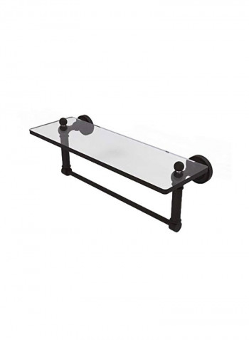 Glass Shelf With Towel Bar Clear/Black 16x5inch